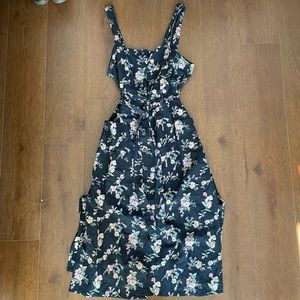 topshop floral print button-up midi dress